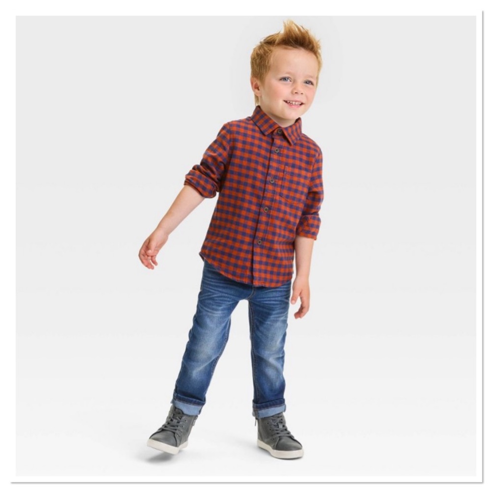 Boys Long Sleeve Flannel Shirt 2T Cat & Jack